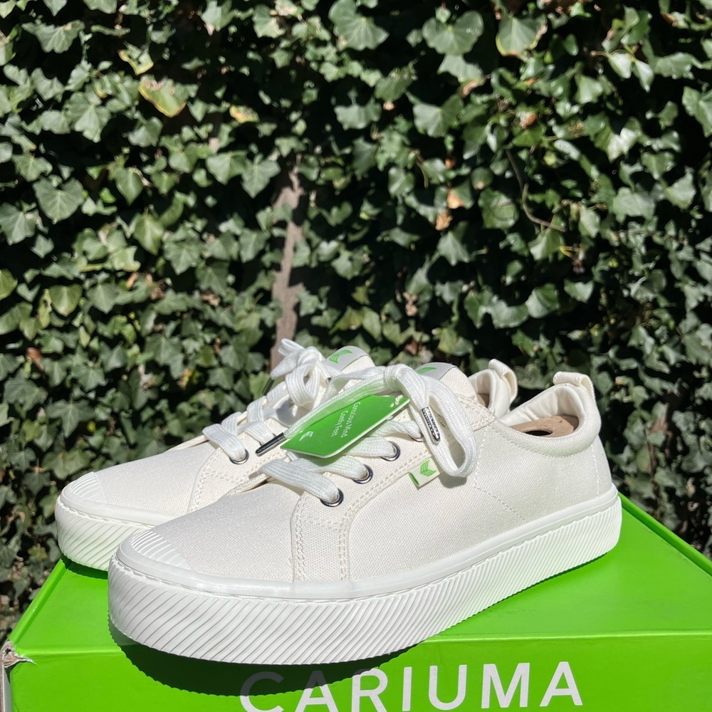 NEW Cariuma Oca Low Top Lace Up Organic Canvas Sneakers Off White Unisex - Picture 3 of 7